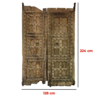 Puerta doble de madera colonial 224x128cm